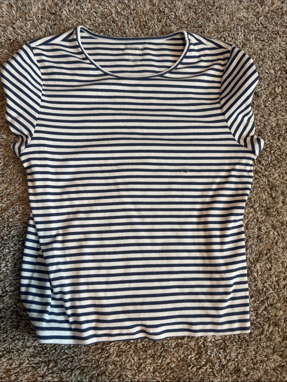American Eagle Outfitters Navy and White Striped Short Sleeve Tee - Picture 1 of 3